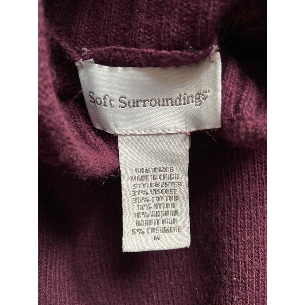 Soft Surroundings Mock Neck Angora‎ Cashmere Sweater Size M Plum Dauphine Luxury - Picture 6 of 11